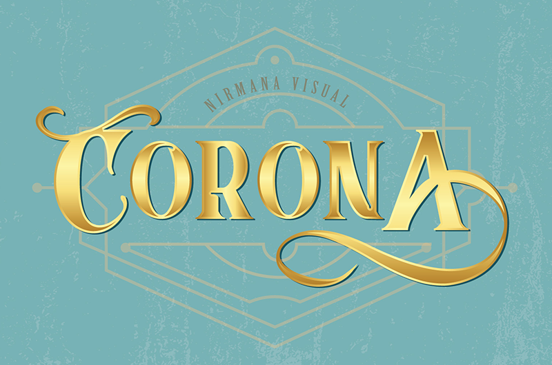 Beispiel einer Corona Italic-Schriftart