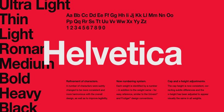 Beispiel einer Helvetica Inserat-Schriftart