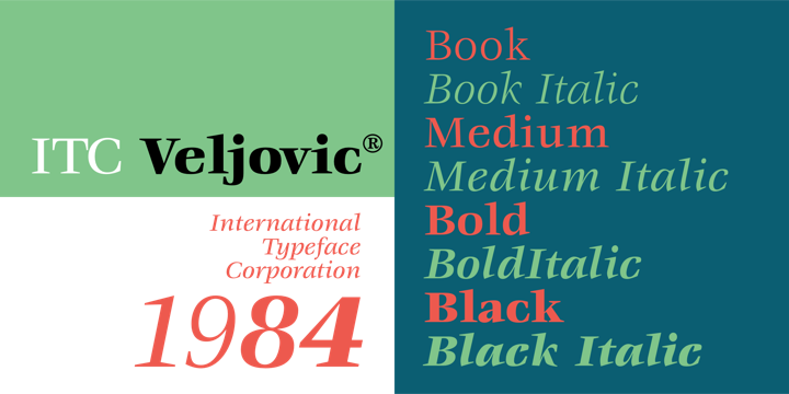 Beispiel einer ITC Veljovic Black Italic-Schriftart