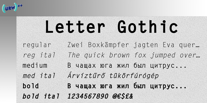 Beispiel einer Letter Gothic-Schriftart
