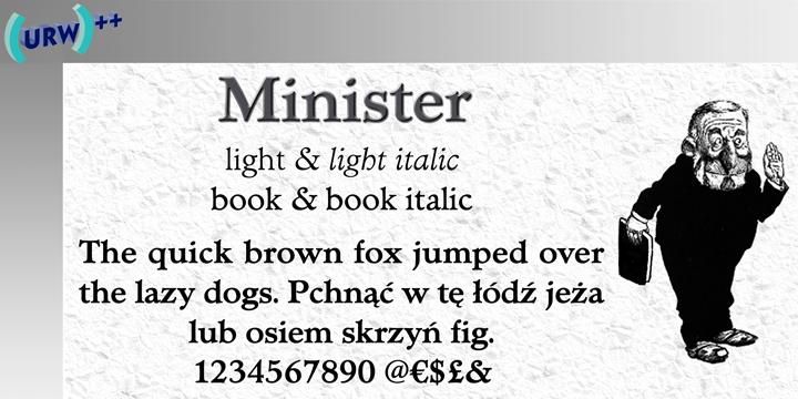 Beispiel einer Minister Book Italic-Schriftart