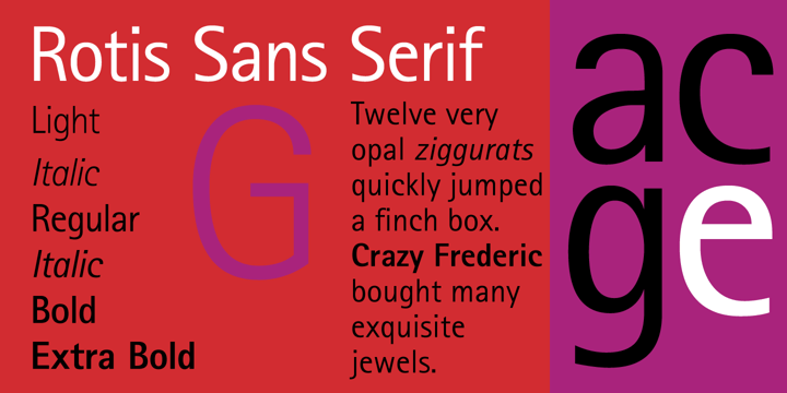 Beispiel einer Rotis Sans Serif Std-Schriftart