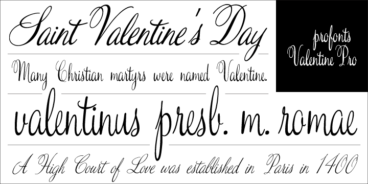 Beispiel einer Valentine Regular-Schriftart