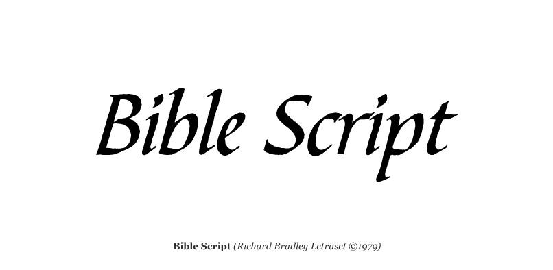 Beispiel einer Bible Script Let Plain-Schriftart