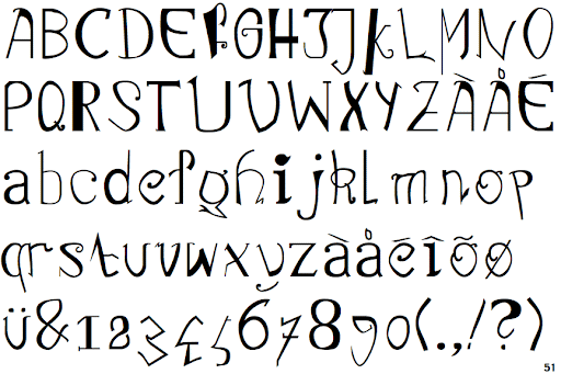 Beispiel einer Linotype Cadavre Exquis-Schriftart