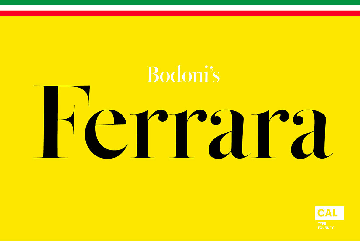 Beispiel einer Bodoni Ferrara Banner-Schriftart