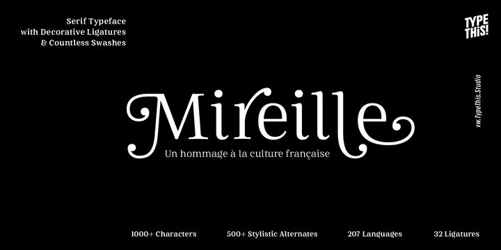 Beispiel einer Mireille Regular-Schriftart