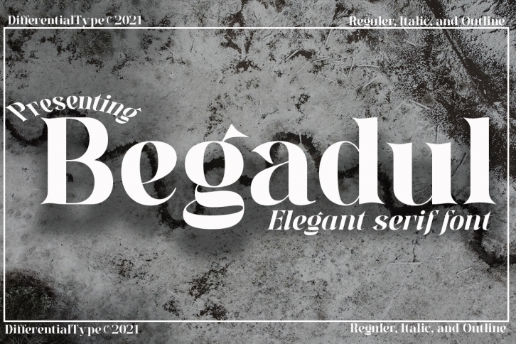 Beispiel einer Begadul Italic-Schriftart