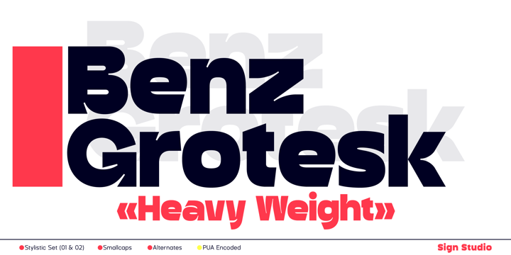 Beispiel einer Benz Grotesk Heavy-Schriftart