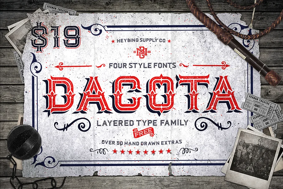 Beispiel einer Dacota Layered-Schriftart