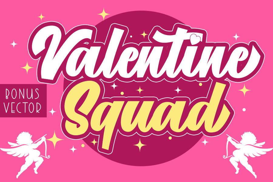 Beispiel einer Valentine Squad-Schriftart