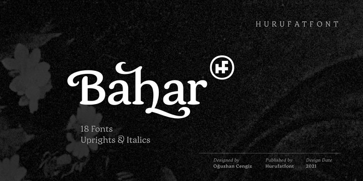 Beispiel einer Bahar Italic-Schriftart