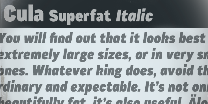 Beispiel einer CA Cula Superfat Regular-Schriftart