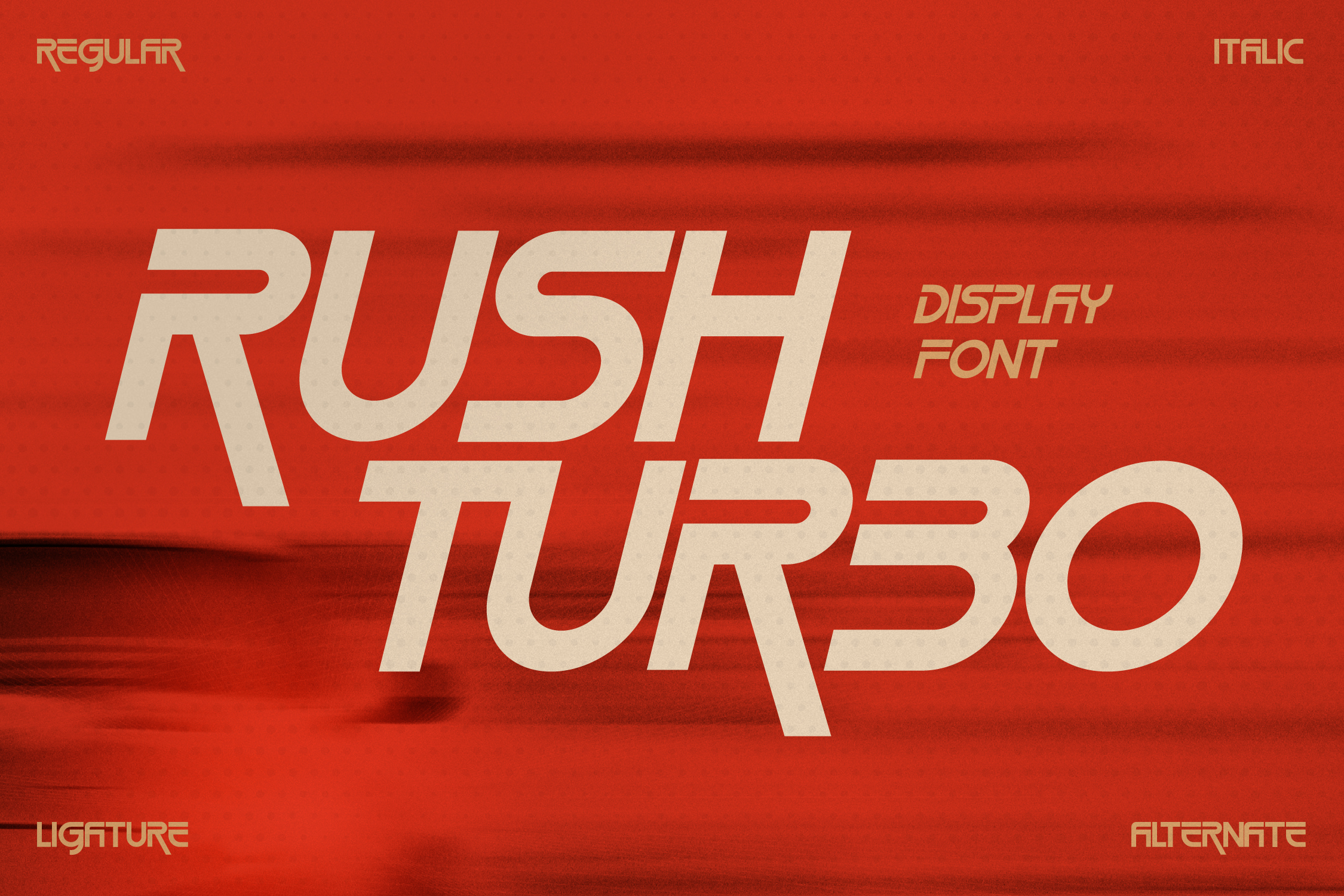 Beispiel einer Rush Turbo Regular-Schriftart