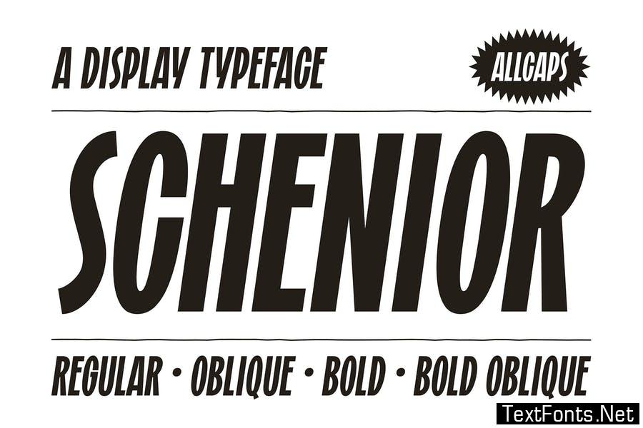 Beispiel einer Schenior Oblique-Schriftart