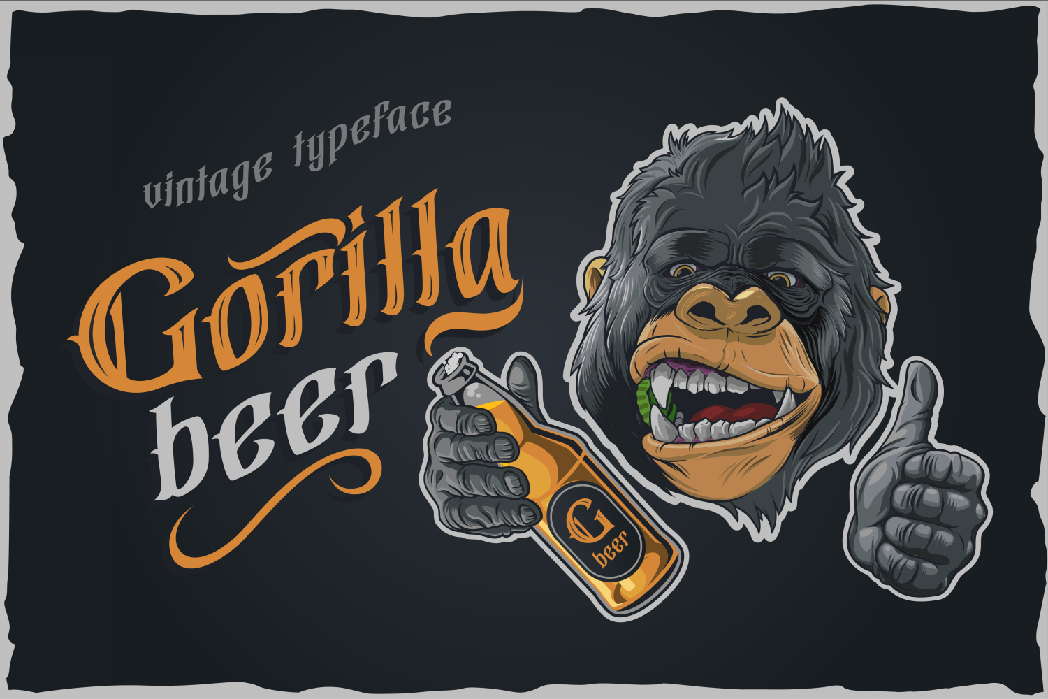 Beispiel einer Gorilla beer base-Schriftart