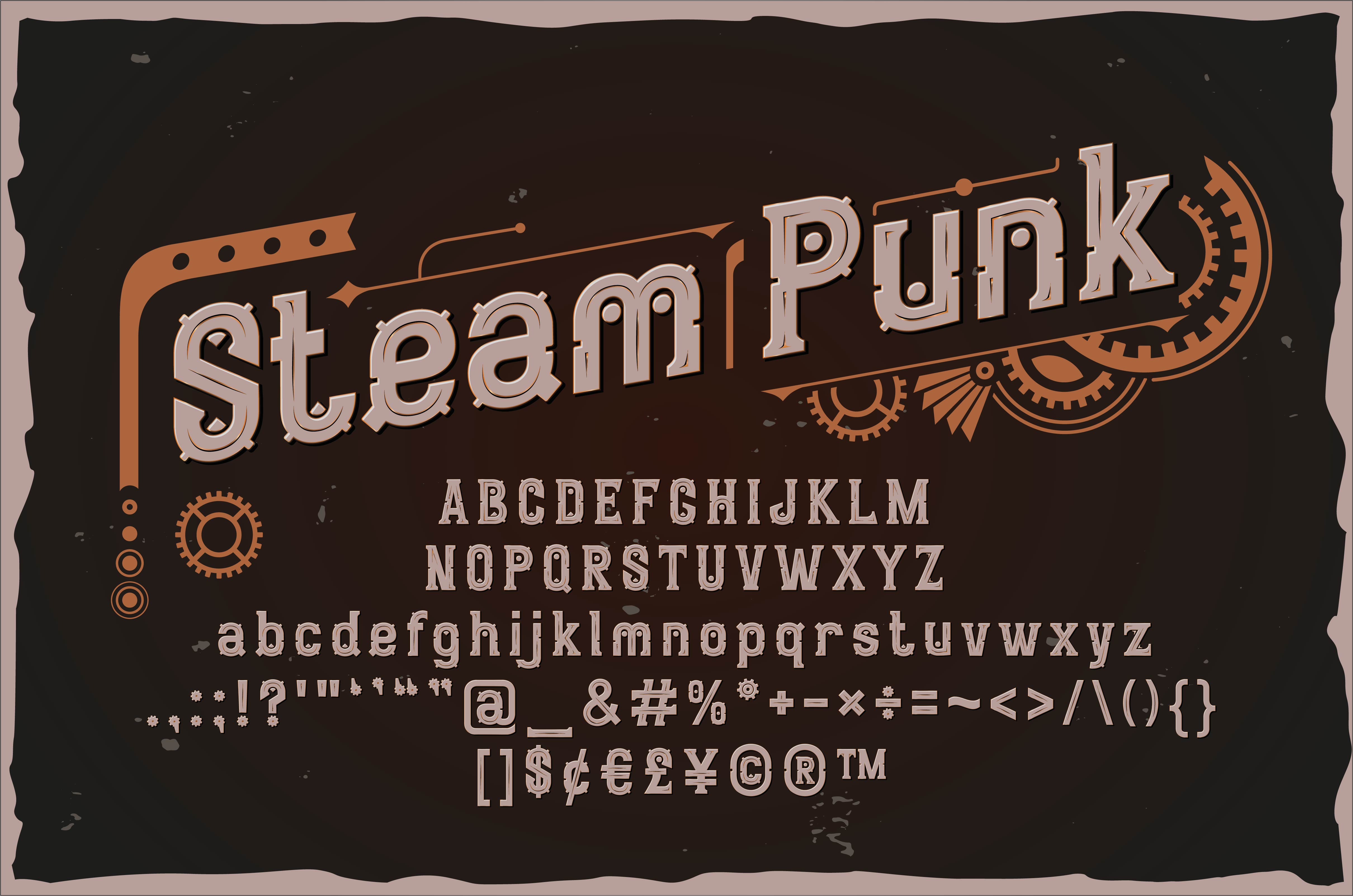 Beispiel einer SteamPunk Regular-Schriftart