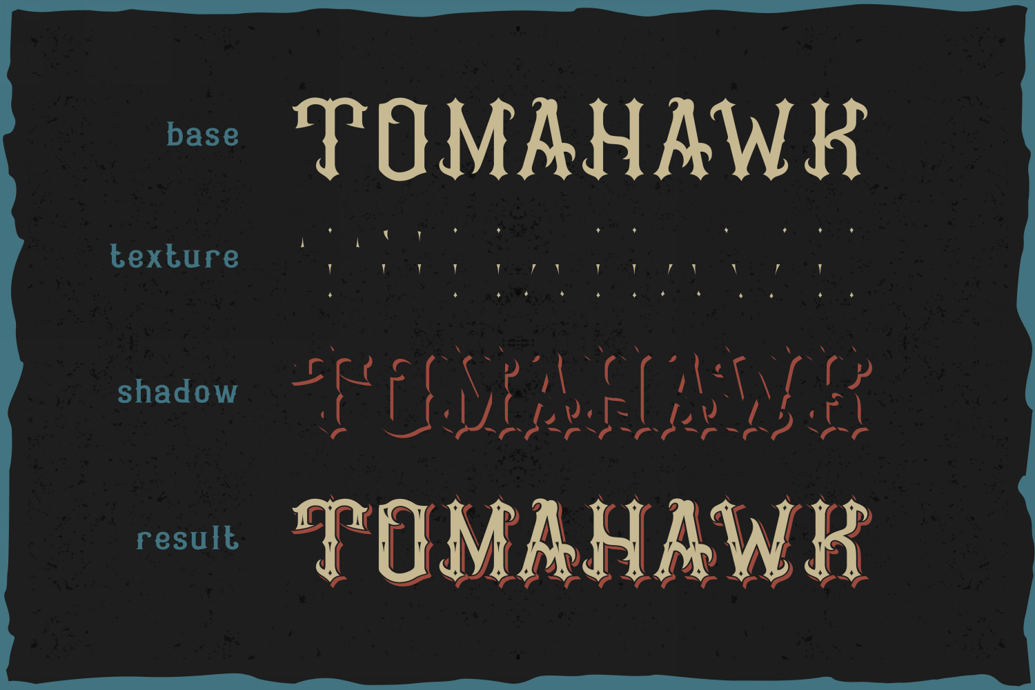 Beispiel einer Tomahawk shadow-Schriftart