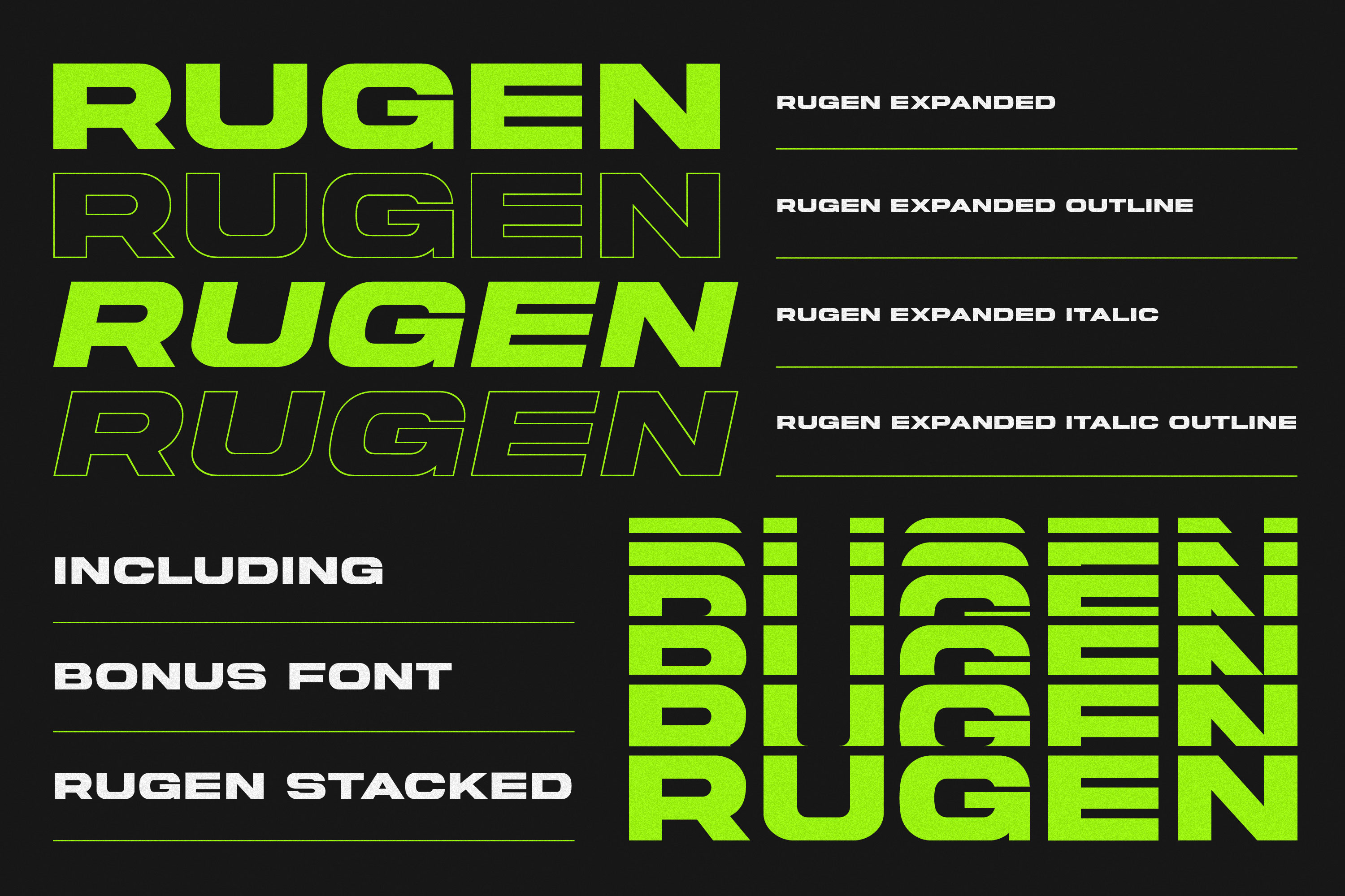 Beispiel einer Rugen Expanded-Schriftart