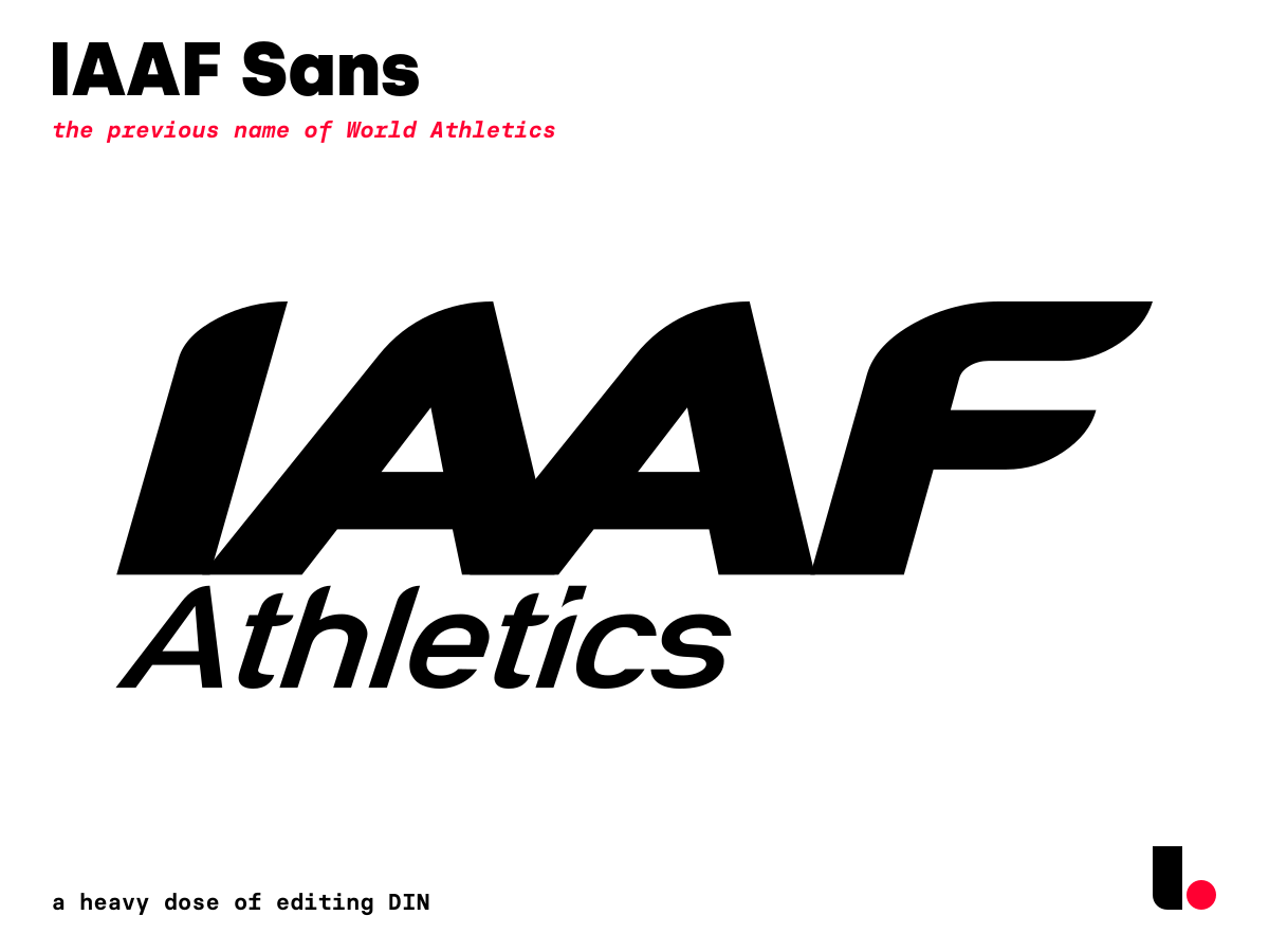 Beispiel einer IAAF Sans Bold Italic-Schriftart