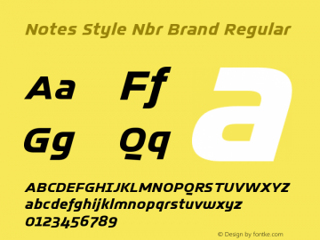 Beispiel einer Notes Style Nurburgring Brand Regular-Schriftart