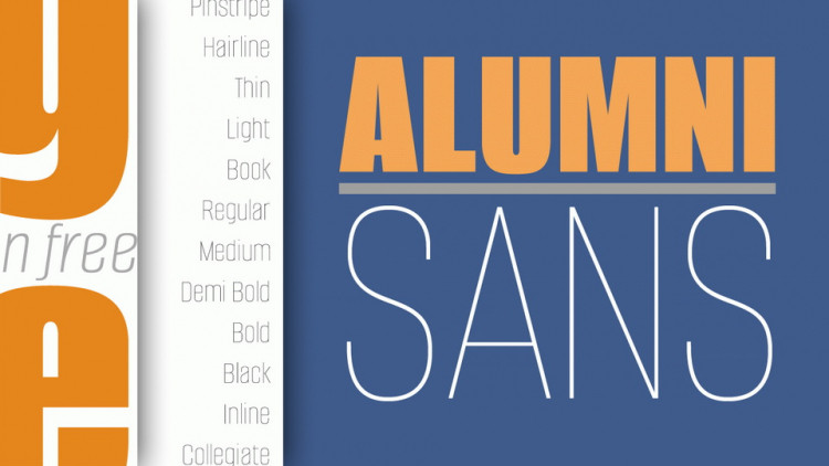 Beispiel einer Alumni Sans Inline One-Schriftart