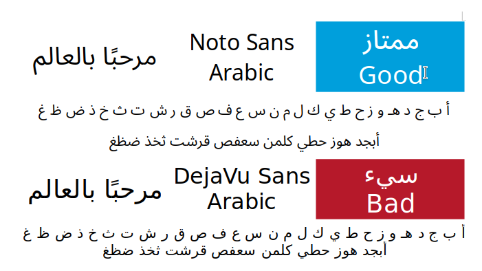 Beispiel einer Noto Sans Arabic-Schriftart