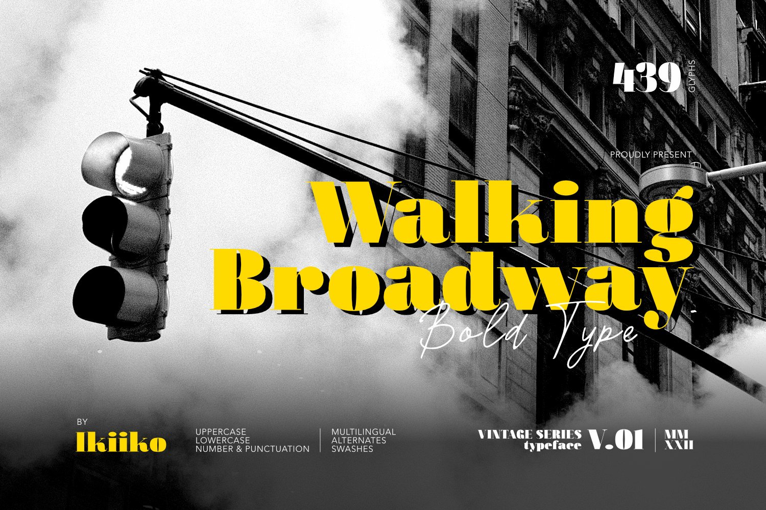 Beispiel einer Walking Broadway Regular-Schriftart