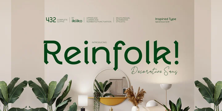 Beispiel einer Reinfolk Regular-Schriftart