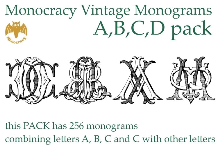 Beispiel einer Monocracy Vintage Monograms-Schriftart
