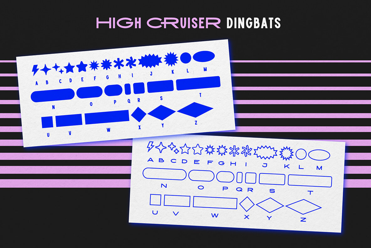 Beispiel einer High Cruiser Dingbats Regular-Schriftart