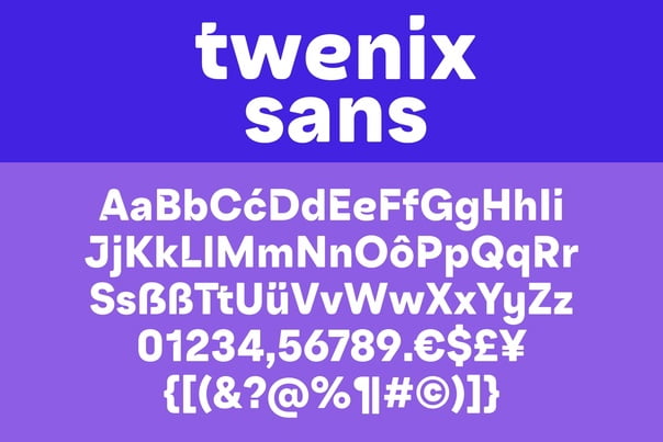 Beispiel einer Twenix Sans-Schriftart