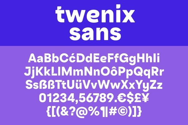 Beispiel einer Twenix Sans Regular-Schriftart