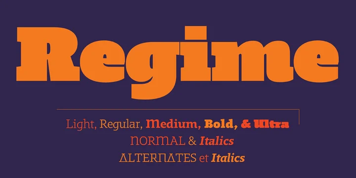 Beispiel einer Regime Ultra Italic-Schriftart