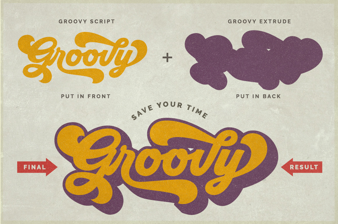 Beispiel einer Groovy Retro-Schriftart