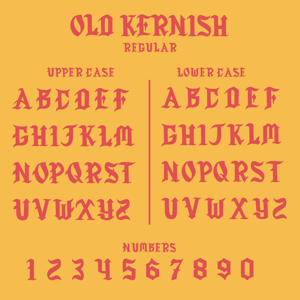 Beispiel einer Old Kernish Regular-Schriftart