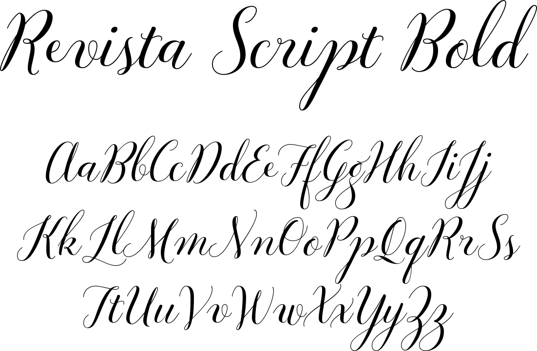 Beispiel einer Revista Script Regular-Schriftart