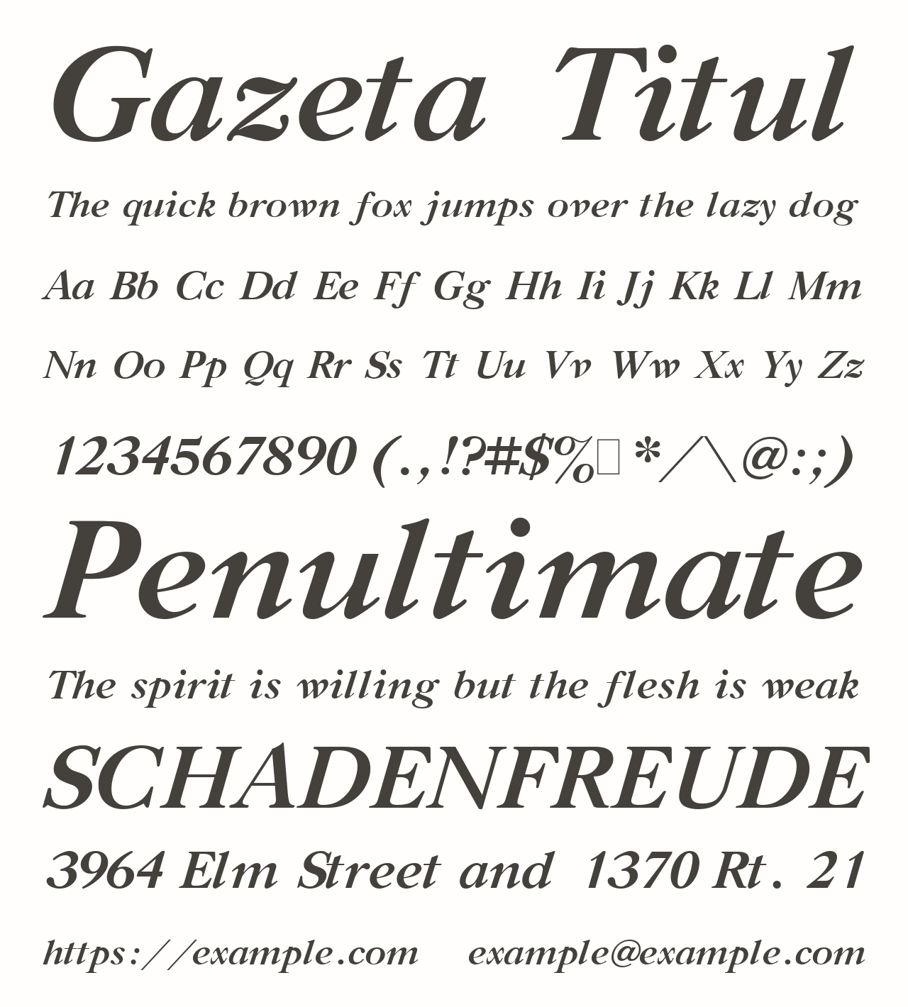 Beispiel einer Gazeta Titul-Schriftart