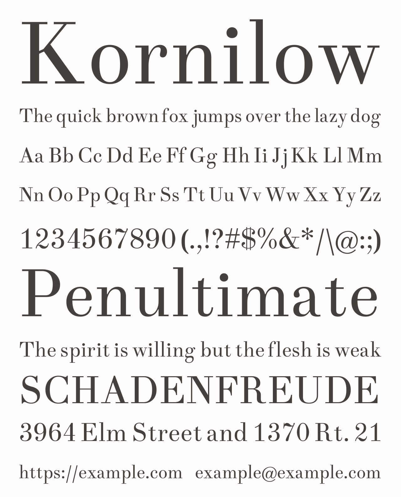 Beispiel einer Kornilow-Schriftart