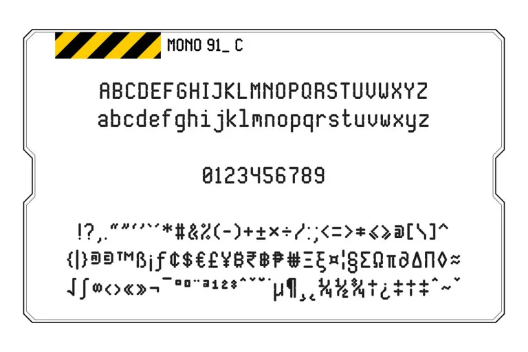 Beispiel einer Mono 91-Schriftart