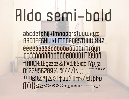 Beispiel einer Aldo-Schriftart