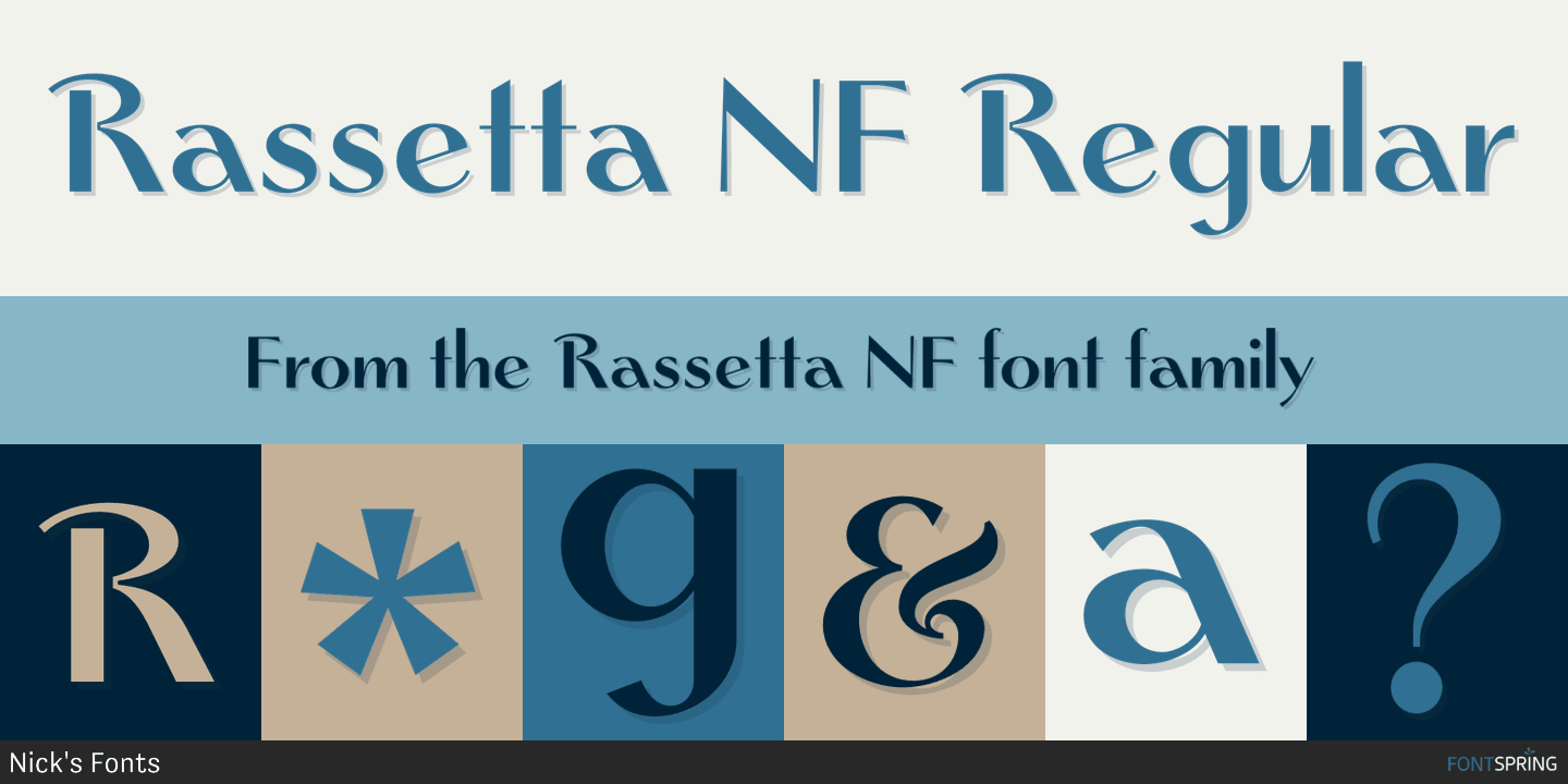 Beispiel einer Rassetta NF Swash Caps-Schriftart