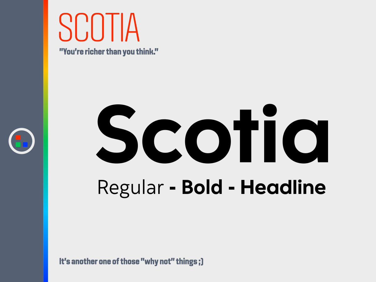 Beispiel einer Scotia App-Schriftart