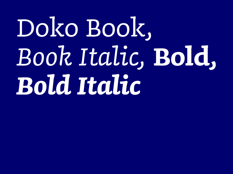 Beispiel einer Doko Book Italic-Schriftart