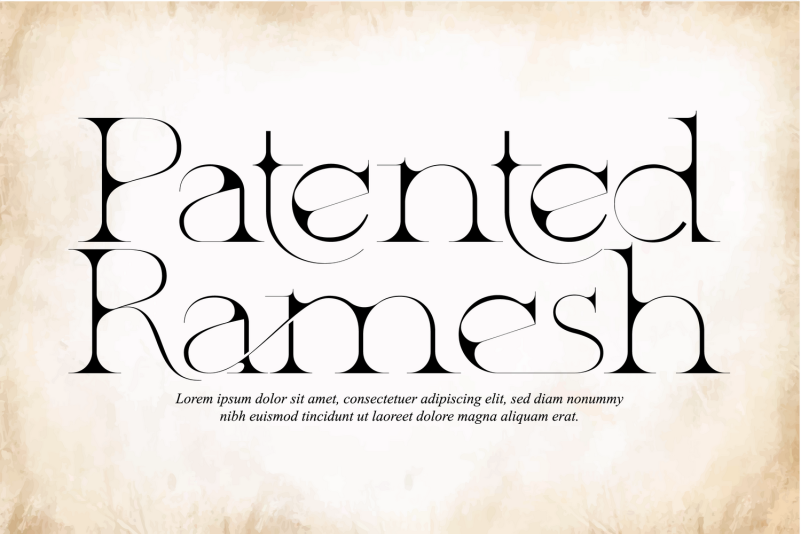 Beispiel einer Patented Ramesh-Schriftart