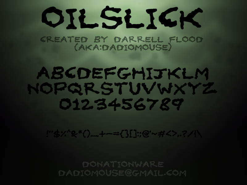 Beispiel einer Oil Slick Regular-Schriftart