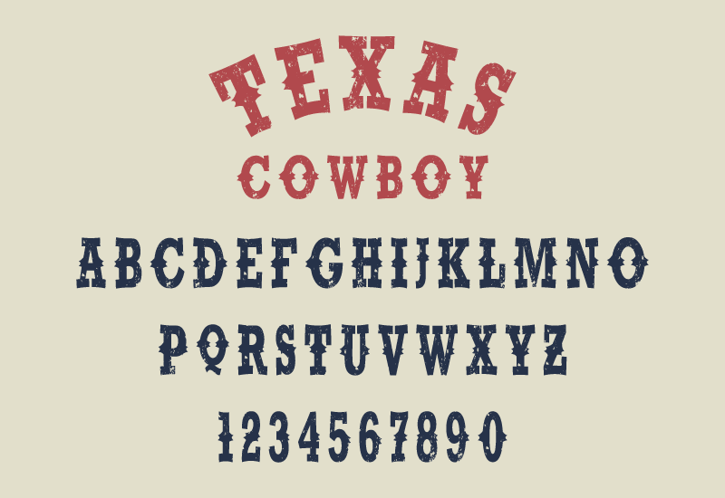 Beispiel einer Texas Cowboy-Schriftart