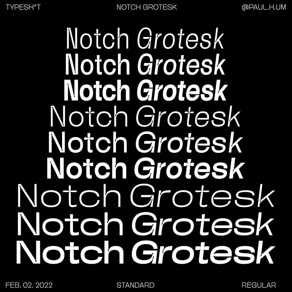 Beispiel einer Notch Grotesk-Schriftart