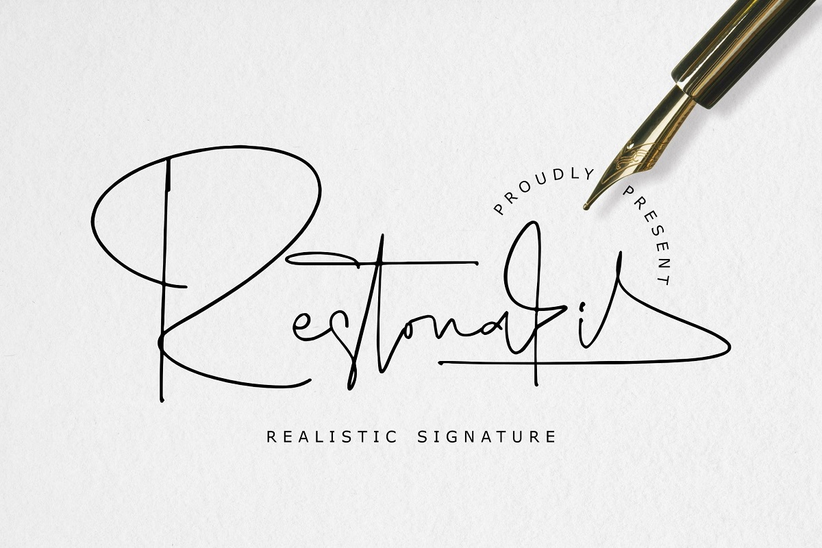 Beispiel einer Restonasi Regular-Schriftart