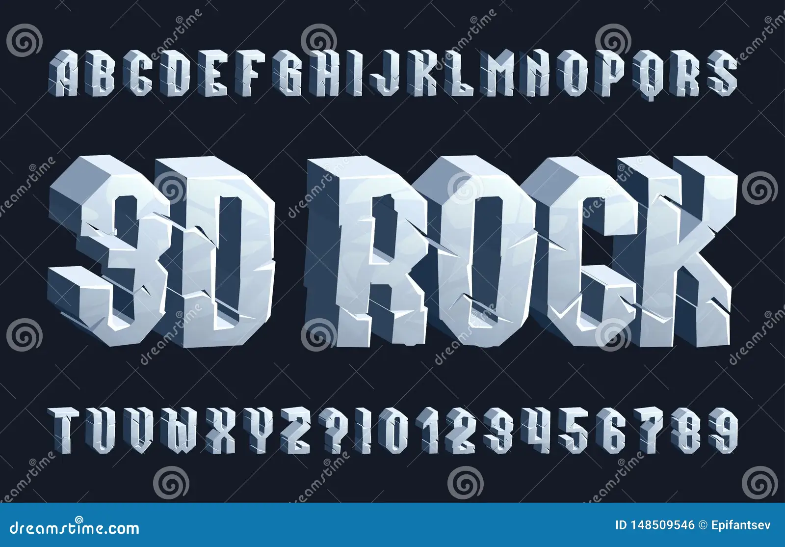 Beispiel einer Rock 3D Regular-Schriftart